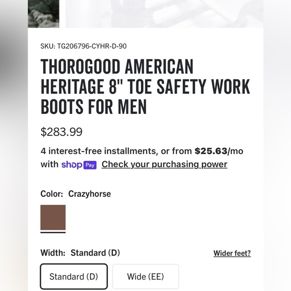 Thorogood American Heritage 8” Toe Safety Work Boots Size 10 EE NWT READ main image 9